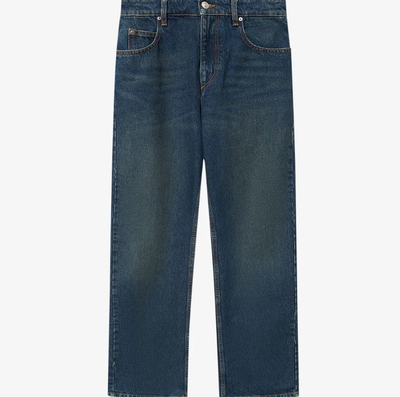 vaqueros de algodón de pierna recta azul